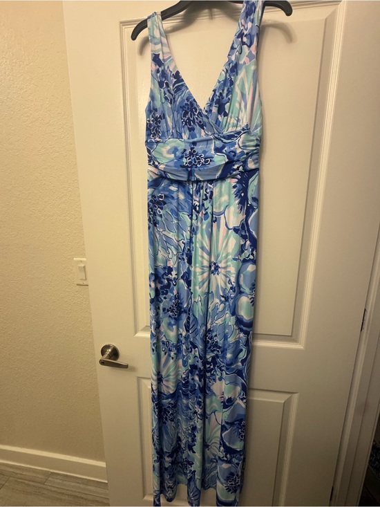 Lilly Pulitzer Dresses & Skirts - Lilly Pulitzer Pink Blue and Aqua Floral Maxi Dress